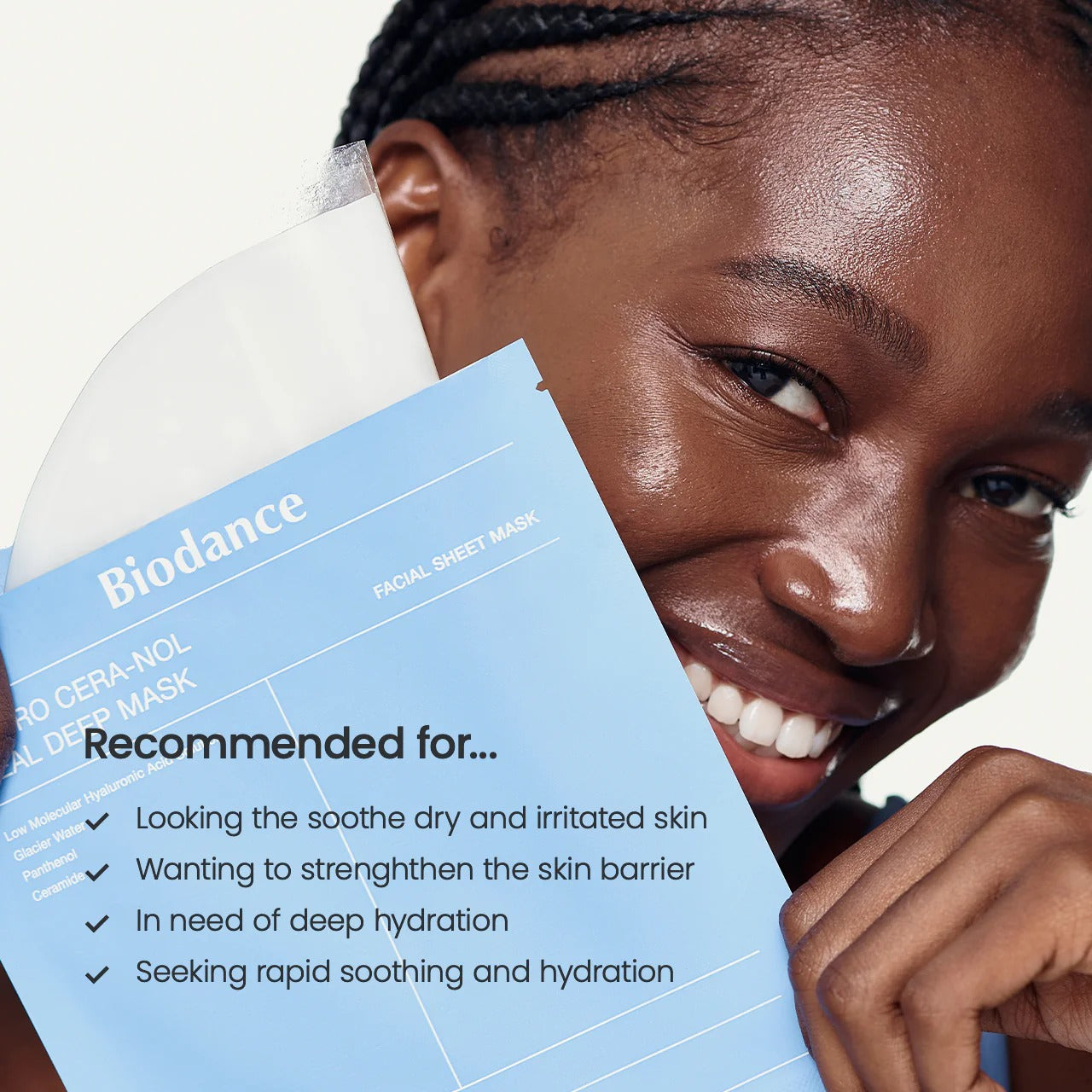 BIODANCE Hydro Cera-nol Real Deep Mask, Overnight Hydrogel Mask, Hydrating Facial Mask For Sensitive Skin, Redness Reducing & Quick Soothing Effect, Korean Skincare, Stocking Stuffers |1.19oz(34g) x 16ea